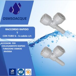 Raccordo a  T   tubo 1/4" - tubo 1/4" - codolo  da  1/4 maschio osmosi - immagine 3